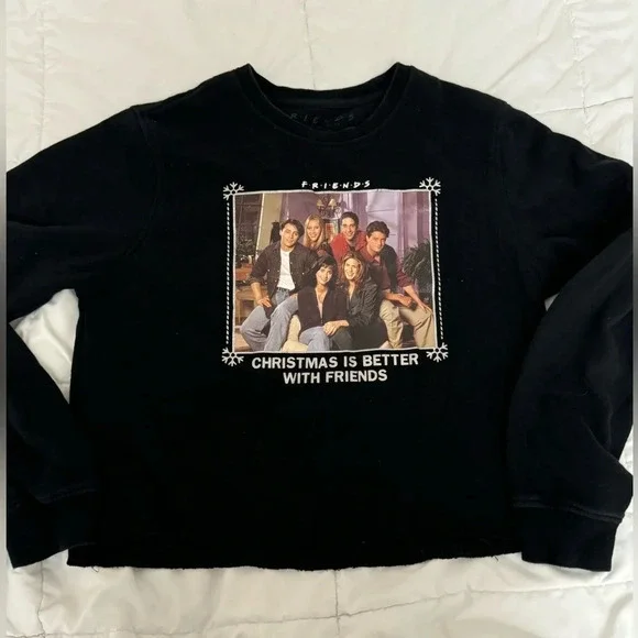 Friends Cropped Holiday Sweatshirt Friends TV Show 90’s Ugly Christmas Sweater - Picture 1 of 7